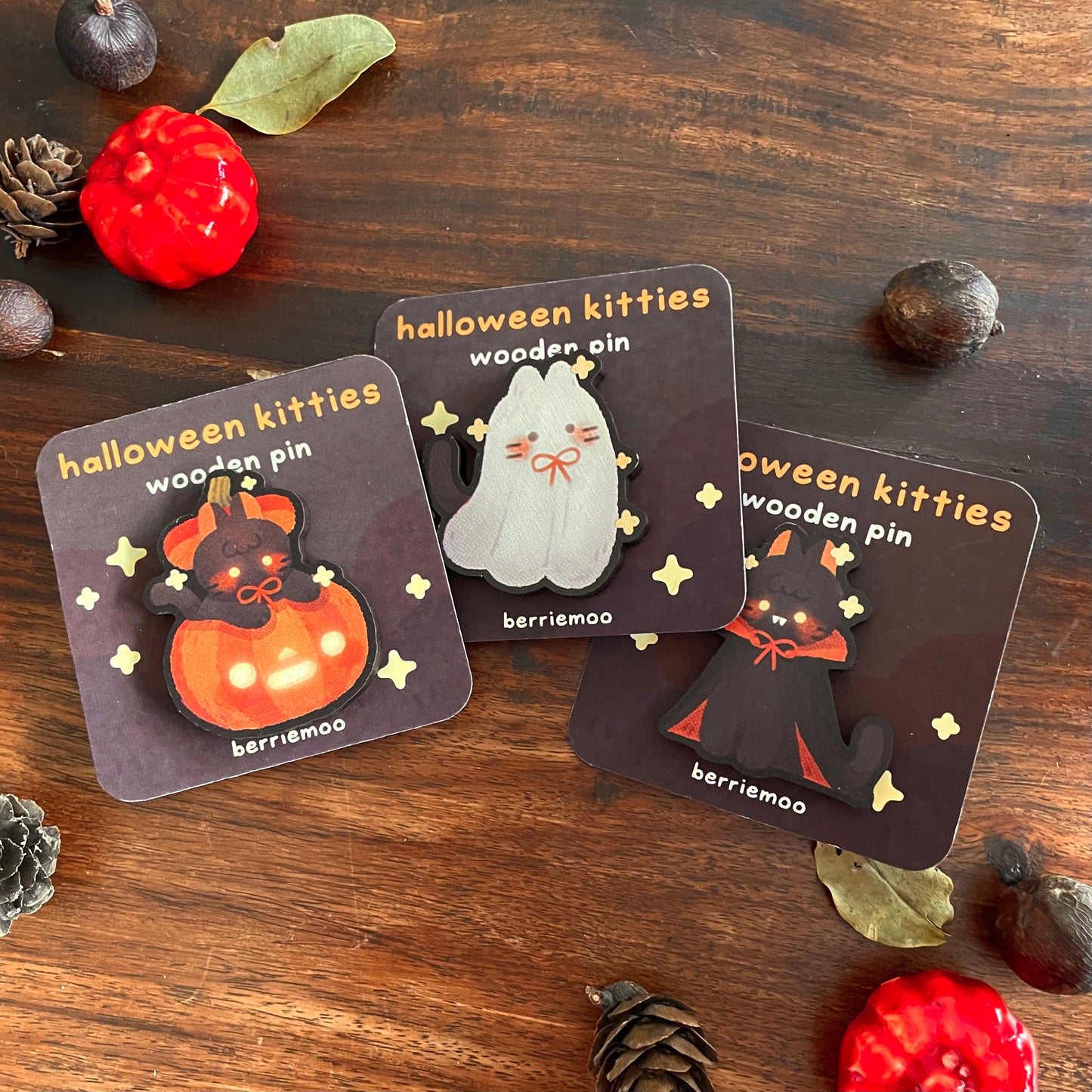 Halloween Kitties - Wooden Pin